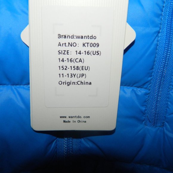 Wantdo Duck Down Packable Hoodie Jacket Boys Size 14-16 (J-30) - Picture 3 of 10